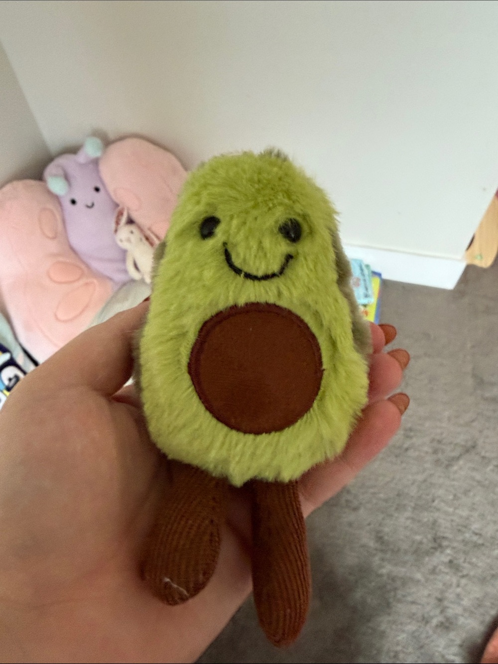 Green Avocado Plush Stuffed Animal Toy with Brown Pit